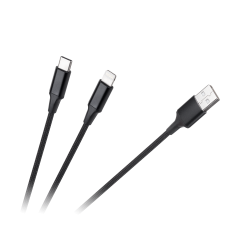 Kabel wtyk USB A - wtyk USB C/ wtyk lightningh (2w1) 1m