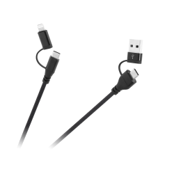 Kabel wtyk USB A/C - wtyk USB C/lightning (2+2) 1m
