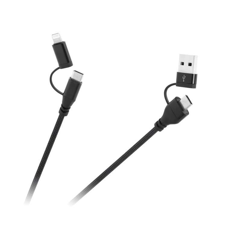 Kabel wtyk USB A/C - wtyk USB C/lightning (2+2) 1m