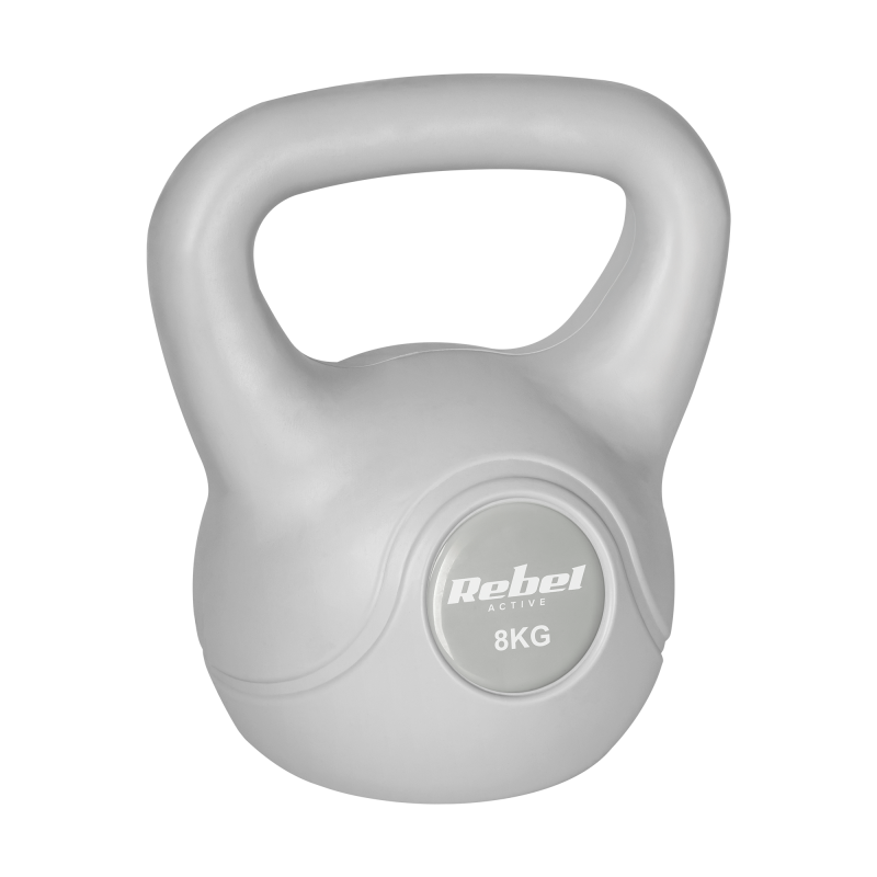 Kettlebell bitumiczny 8 kg szary REBEL ACTIVE