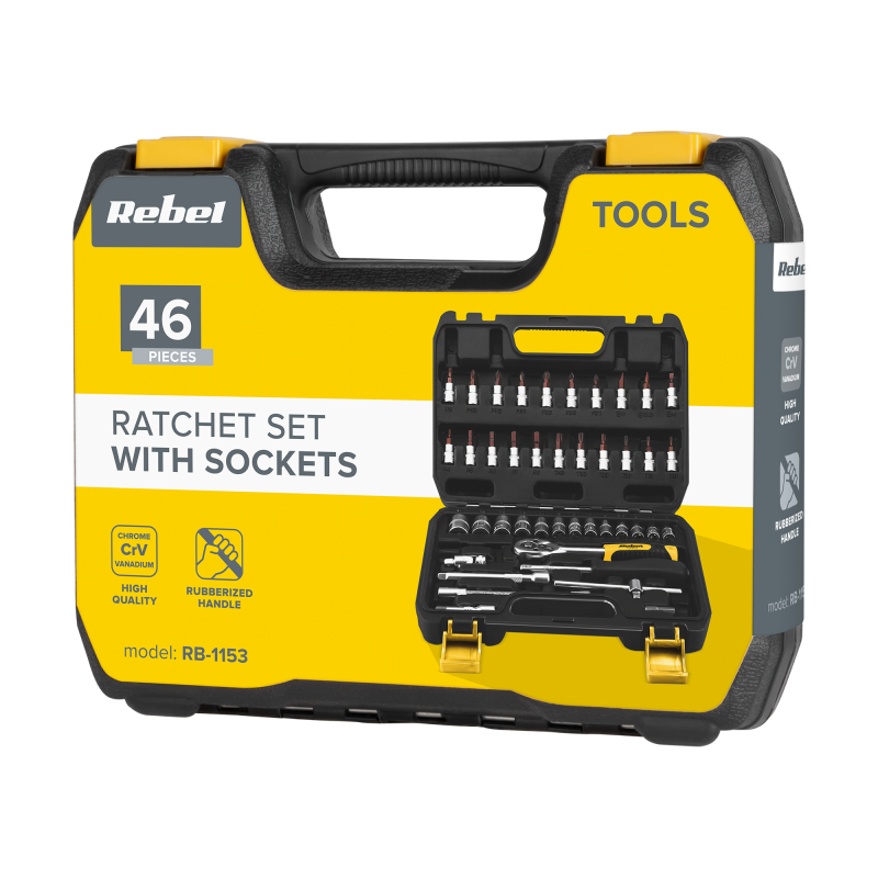 Klucz grzechotka zestaw 46 elementów