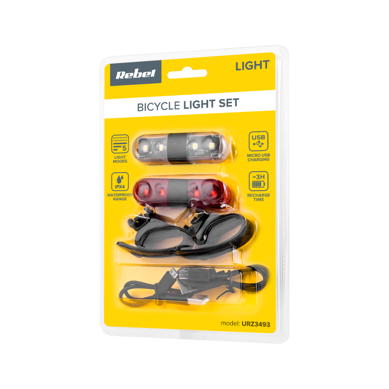 Komplet świateł do roweru ( z przewodem USB)