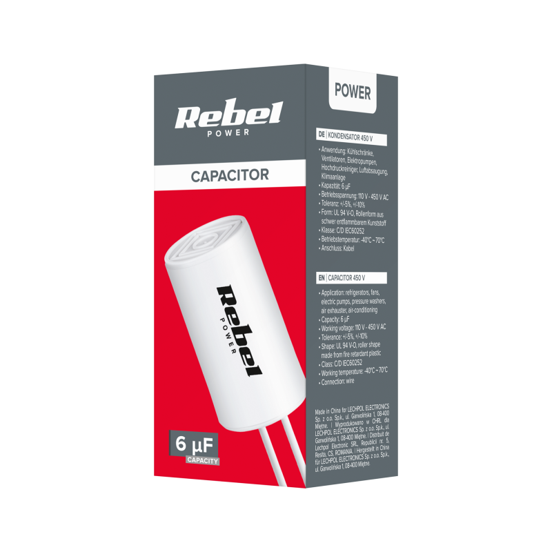 Kondensator 6uF 450V do silników jednofazowych