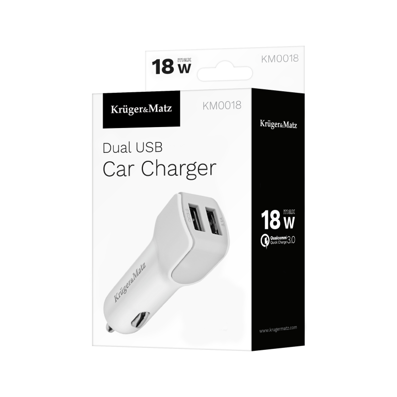 Ładowarka samochodowa Kruger&Matz 2xUSB 3000 mA z funkcją Quick Charge 3.0