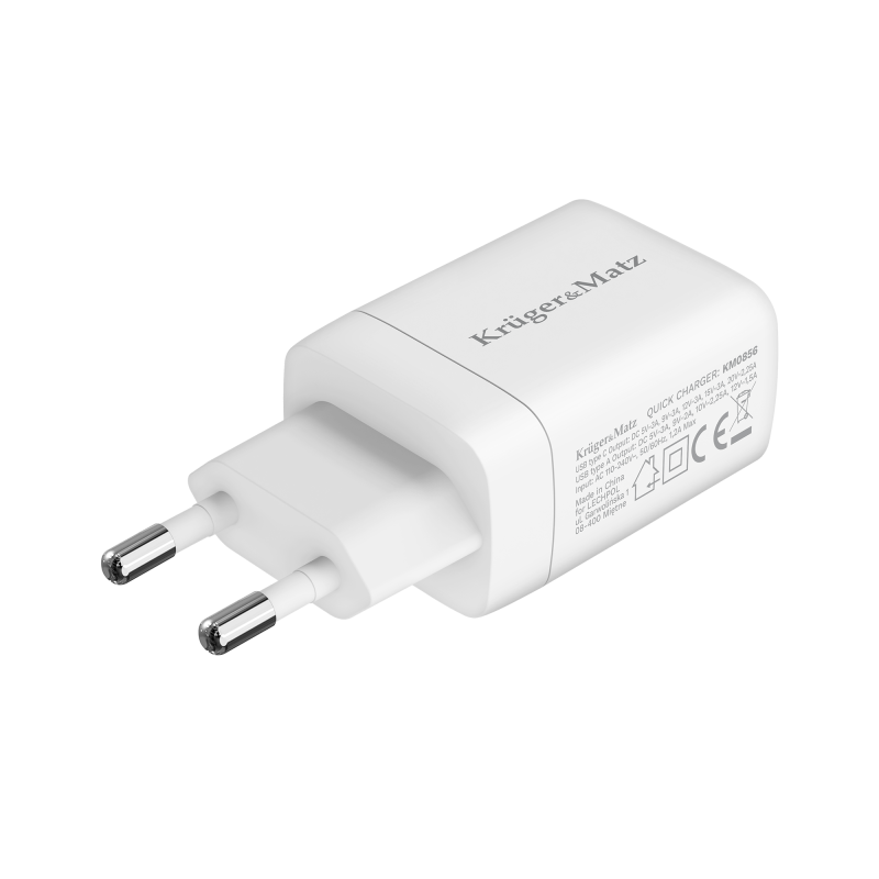 Ładowarka sieciowa Kruger&Matz 45 W GaN z funkcją Power Delivery i Quick Charge