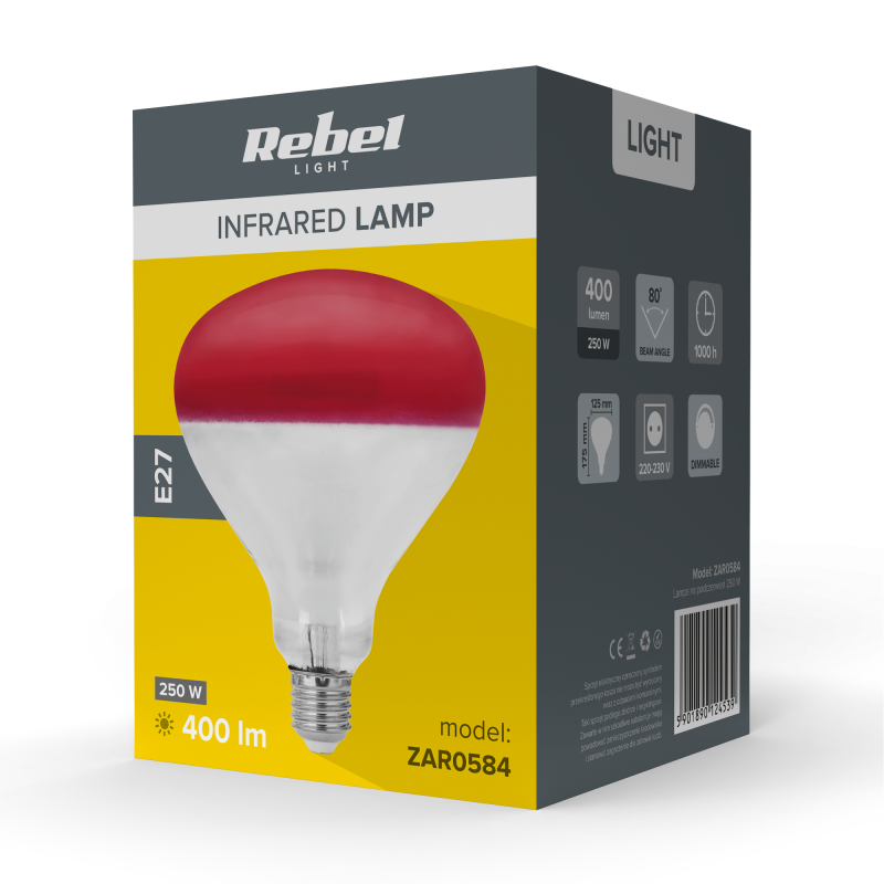 Lampa na podczerwień Rebel R125, 250W, 220-240V