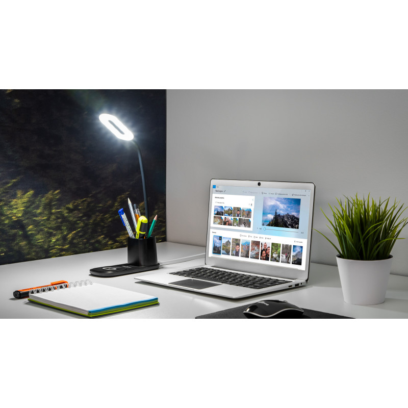 Lampka LED na biurko z ładowarką indukcyjną (czarna)