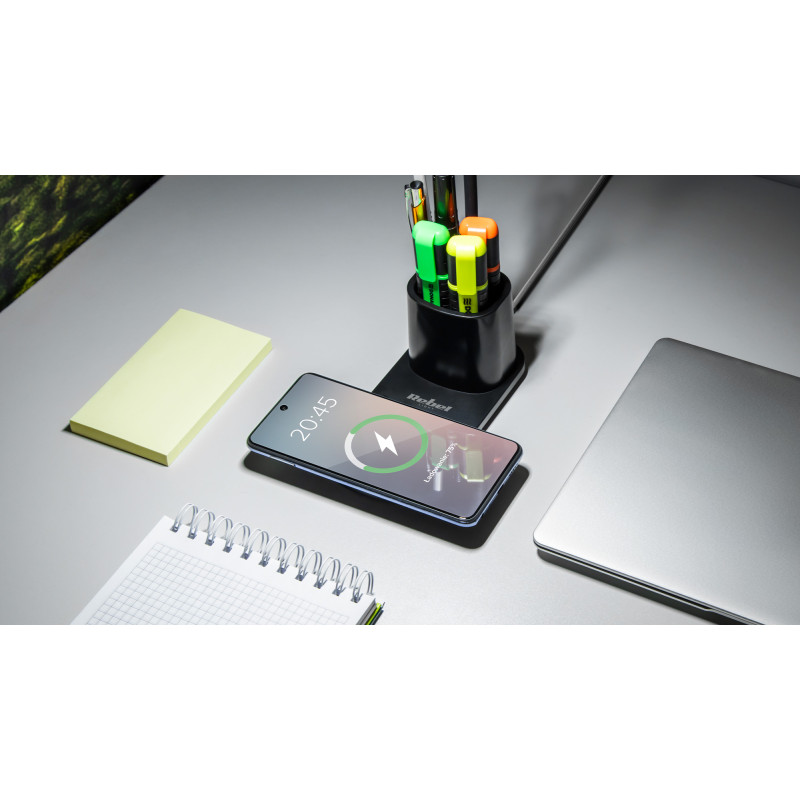 Lampka LED na biurko z ładowarką indukcyjną (czarna)