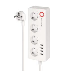 Listwa sieciowa Kruger&Matz 4 gniazda typu niemieckiego i 4xUSB 2100 mA Connect P6 Tuya