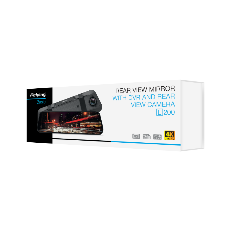 Lusterko samochodowe Peiying Basic z rejestratorem i kamerą cofania L200 4K