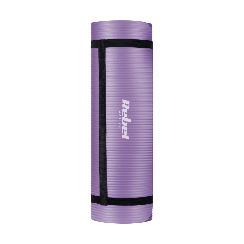 Mata gimnastyczna do ćwiczeń joga, pilates, fitness, 183x61cm, grubość 1cm, materiał NBR, fioletowa, REBEL ACTIVE