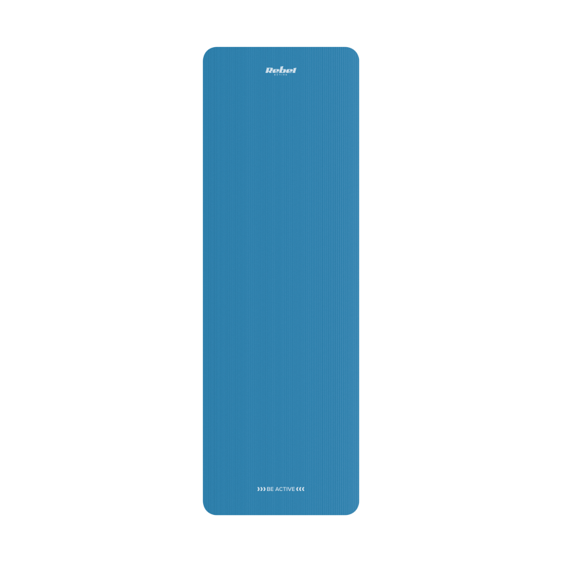 Mata gimnastyczna do ćwiczeń joga, pilates, fitness, 183x61cm, grubość 1cm, materiał NBR, niebieska, REBEL ACTIVE