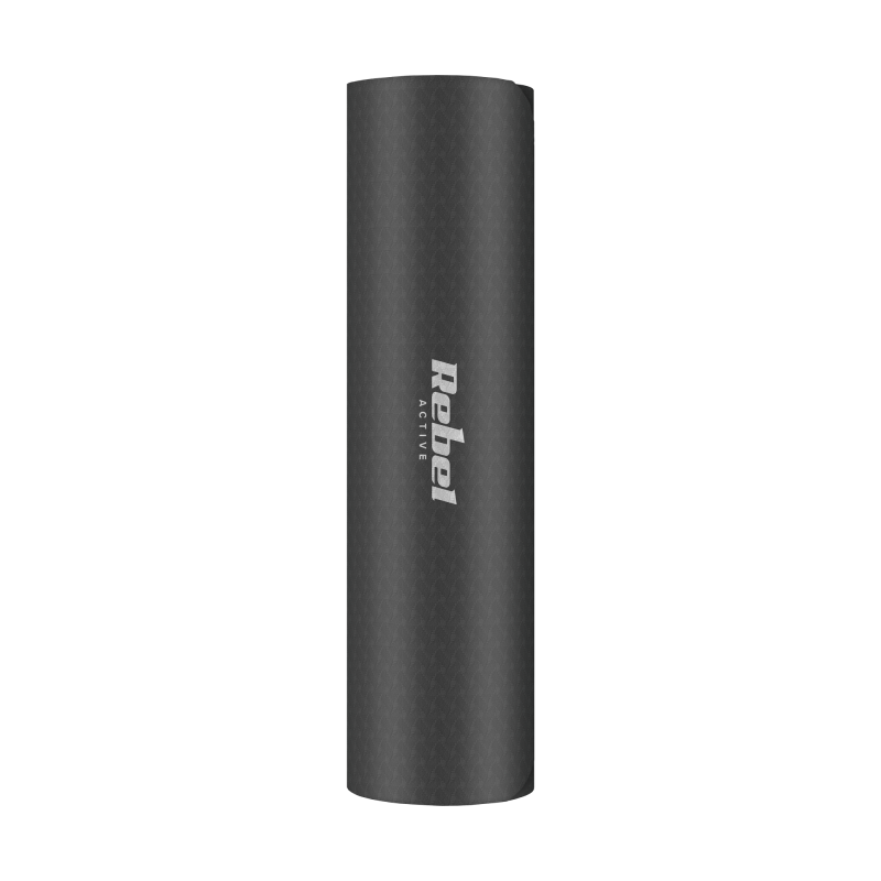 Mata gimnastyczna do ćwiczeń joga, pilates, fitness, 183x61cm, grubość 6mm, materiał TPE, czarna, REBEL ACTIVE