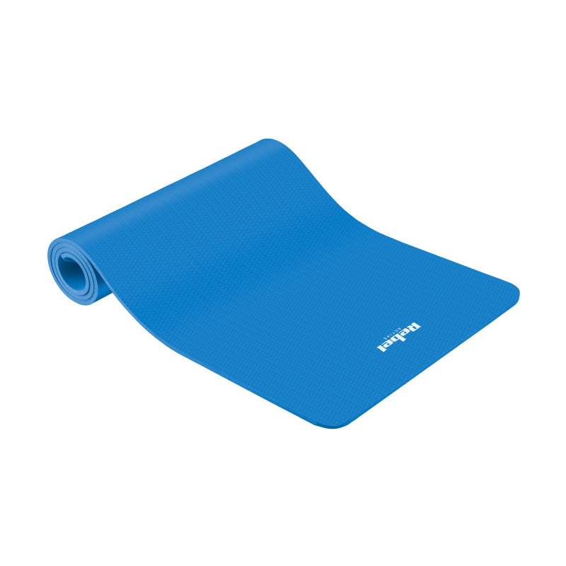 Mata gimnastyczna do ćwiczeń joga, pilates, fitness, 183x61cm, grubość 6mm, materiał TPE, niebieska, REBEL ACTIVE
