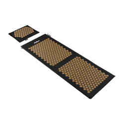 Mata zdrowotna ECO z kolcami do akupresury z poduszką, 130x50cm, XXL, złote kolce, Rebel Active