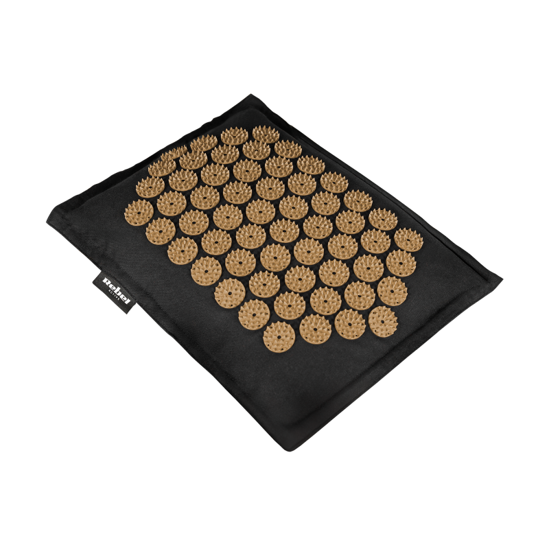 Mata zdrowotna ECO z kolcami do akupresury z poduszką, 130x50cm, XXL, złote kolce, Rebel Active