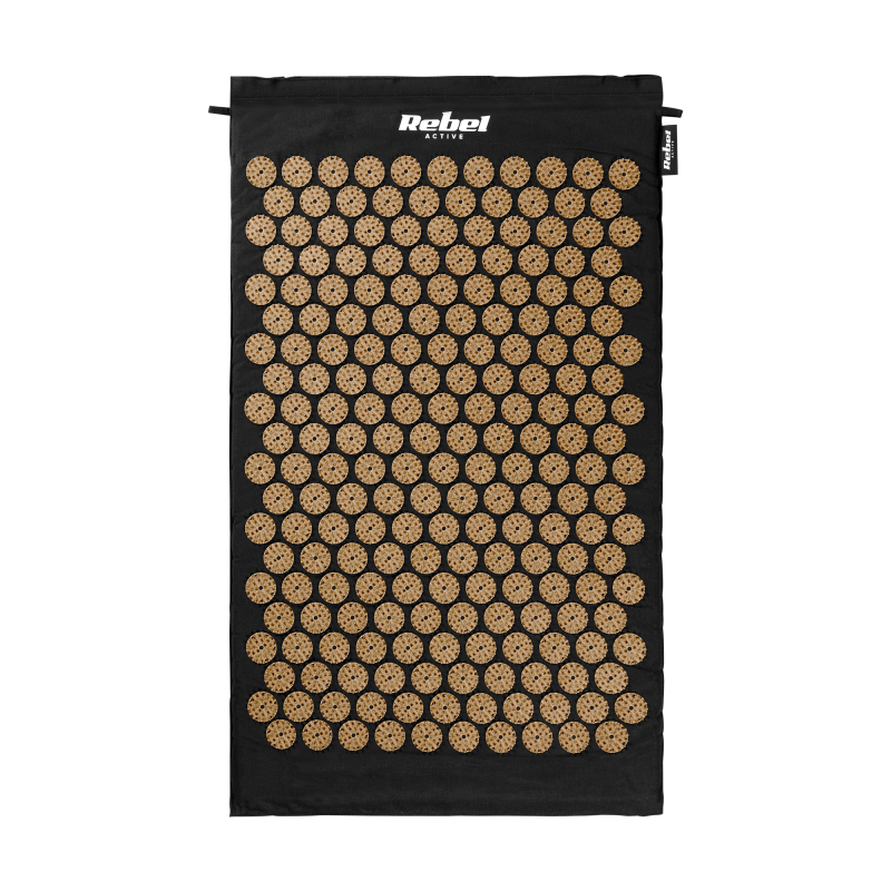 Mata zdrowotna ECO z kolcami do akupresury z poduszką, 72x42cm, złote kolce, Rebel Active