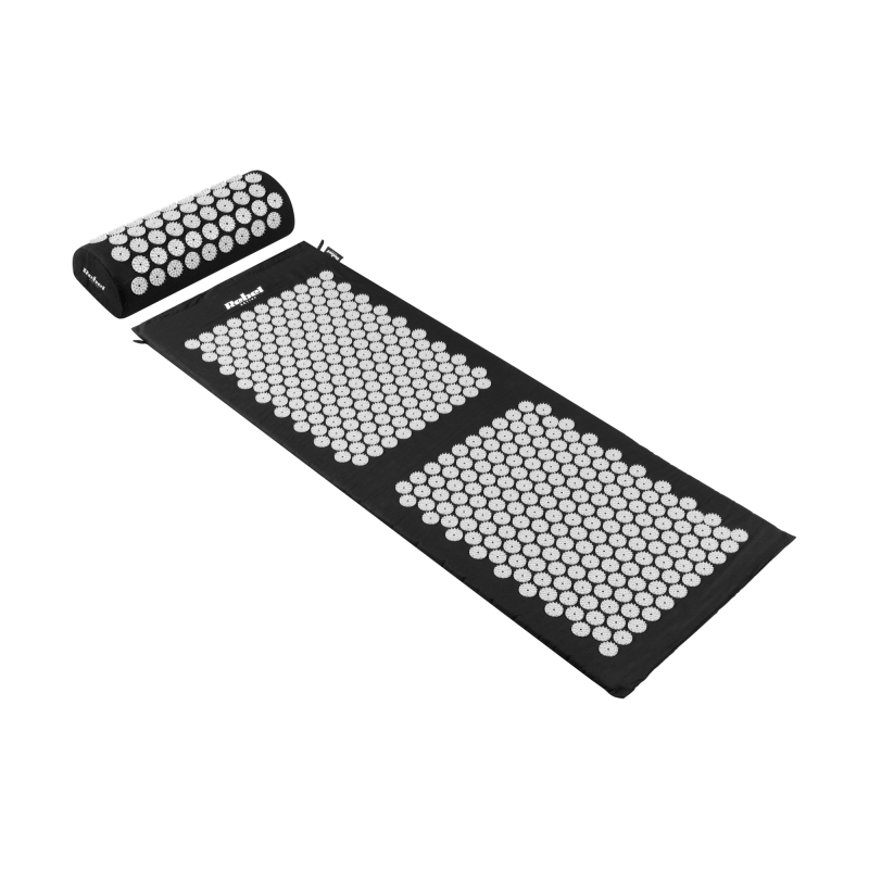 Mata zdrowotna z kolcami do akupresury z poduszką, 130x50cm, XXL, szare kolce, Rebel Active