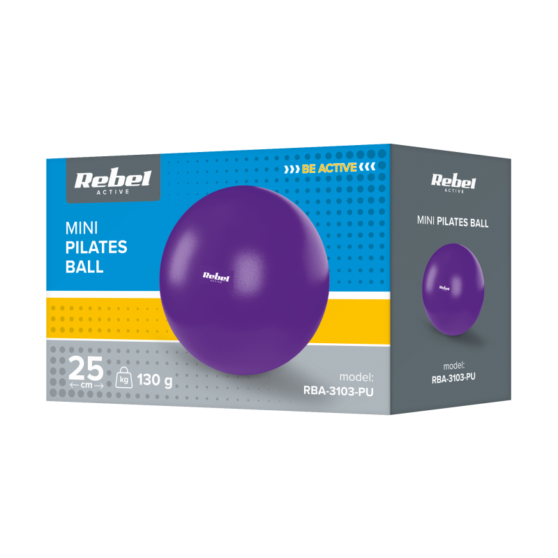 Mini piłka gimnastyczna do pilates rehabilitacyjna 25cm, kolor fioletowy, REBEL ACTIVE