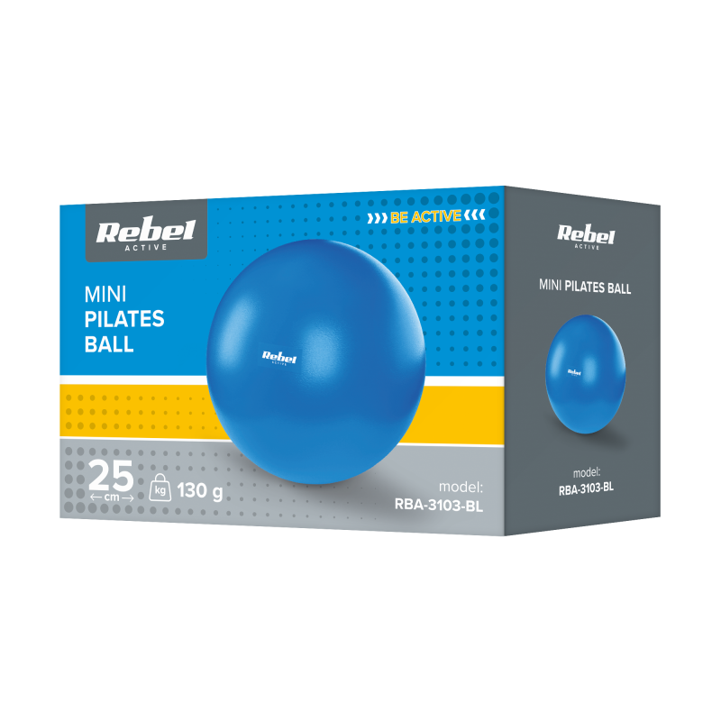 Mini piłka gimnastyczna do pilates rehabilitacyjna 25cm, kolor niebieski , REBEL ACTIVE