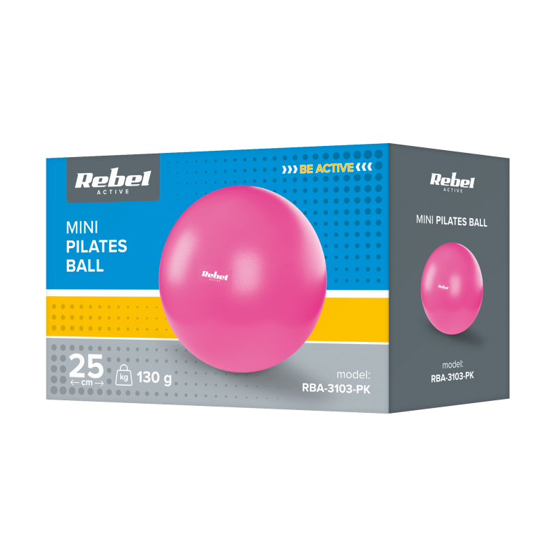 Mini piłka gimnastyczna do pilates rehabilitacyjna 25cm, kolor różowy, REBEL ACTIVE