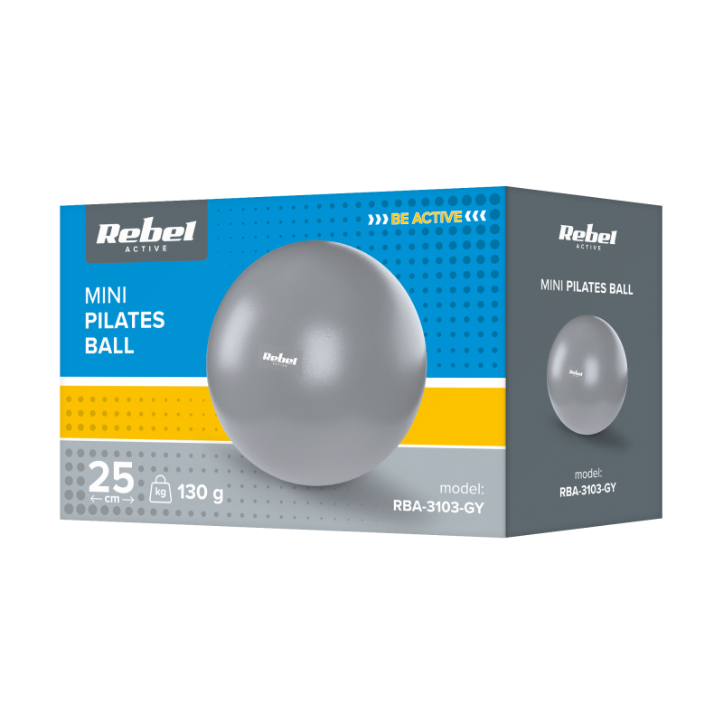 Mini piłka gimnastyczna do pilates rehabilitacyjna 25cm, kolor szary , REBEL ACTIVE