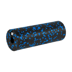 Mini wałek do masażu, roller piankowy gładki 5x15cm, kolor czarno-niebieski, materiał EPP, REBEL ACTIVE