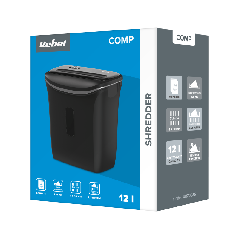 Niszczarka dokumentów REBEL z koszem 12 L