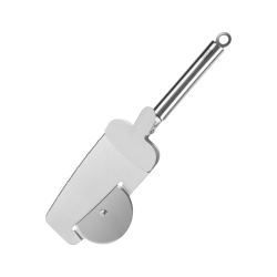 Nóż do pizzy z tarczą tnącą, zębami tnącymi brzegi oraz łopatką z zaciskiem