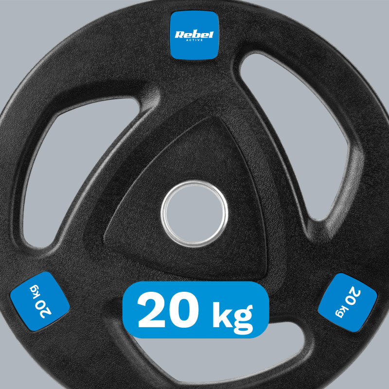 Obciążenie żeliwne olimpijskie gumowane 20kg, otwór 51mm , REBEL ACTIVE