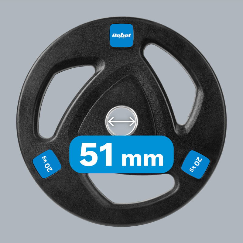 Obciążenie żeliwne olimpijskie gumowane 20kg, otwór 51mm , REBEL ACTIVE