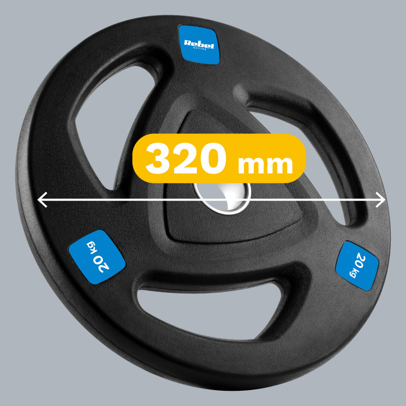 Obciążenie żeliwne olimpijskie gumowane 20kg, otwór 51mm , REBEL ACTIVE