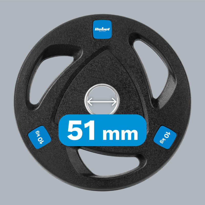 Obciążenie żeliwne olimpijskie gumowane zestaw 2x10kg, otwór 51mm , REBEL ACTIVE