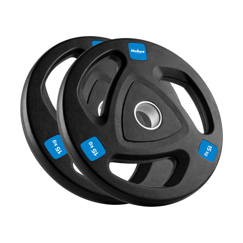 Obciążenie żeliwne olimpijskie gumowane zestaw 2x15kg, otwór 51mm , REBEL ACTIVE