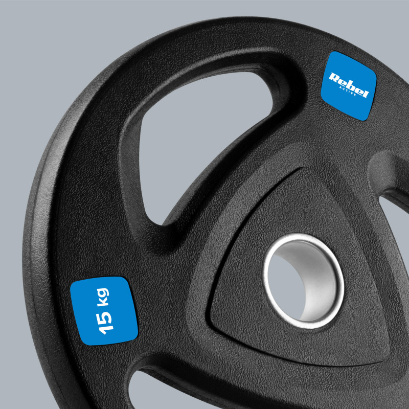 Obciążenie żeliwne olimpijskie gumowane zestaw 2x15kg, otwór 51mm , REBEL ACTIVE