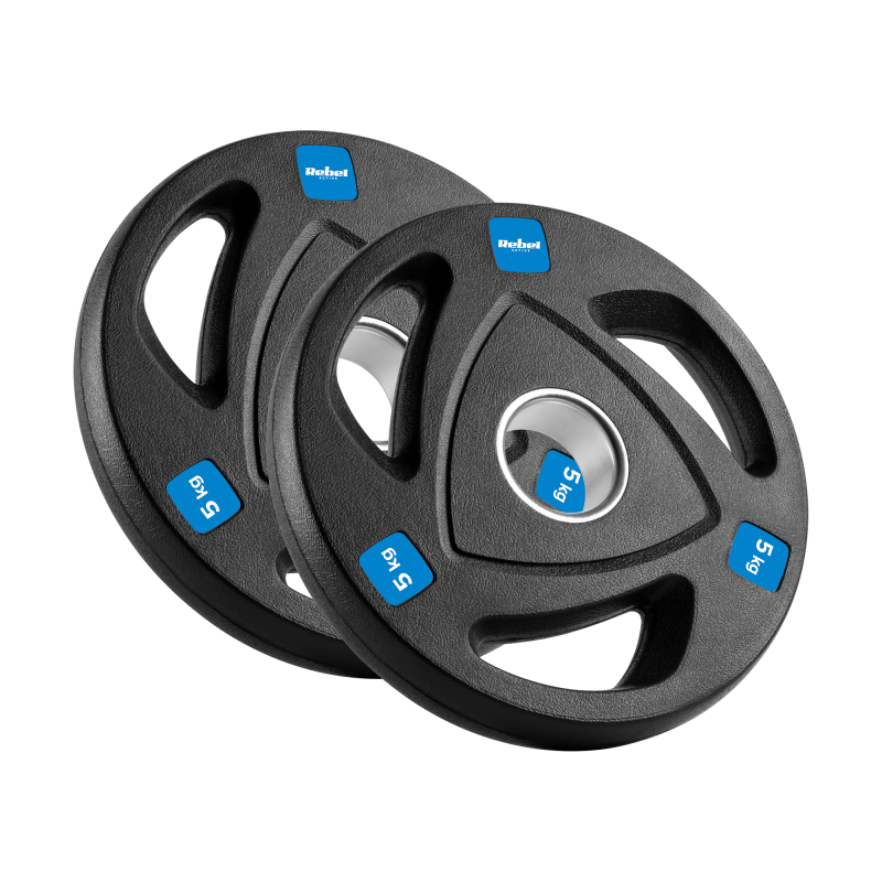 Obciążenie żeliwne olimpijskie gumowane zestaw 30kg ( 8x1.25kg + 4x2.5kg + 2x5kg ), otwór 51mm , REBEL ACTIVE
