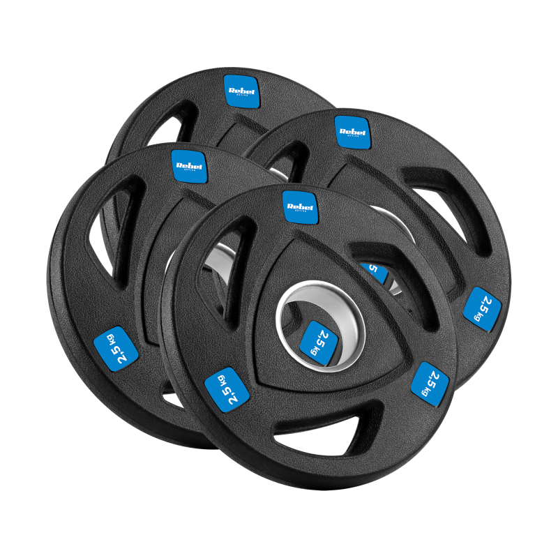 Obciążenie żeliwne olimpijskie gumowane zestaw 30kg ( 8x1.25kg + 4x2.5kg + 2x5kg ), otwór 51mm , REBEL ACTIVE