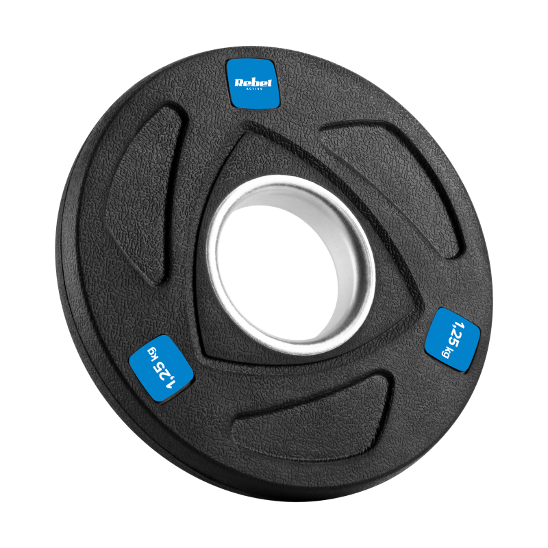 Obciążenie żeliwne olimpijskie gumowane zestaw 30kg ( 8x1.25kg + 4x2.5kg + 2x5kg ), otwór 51mm , REBEL ACTIVE