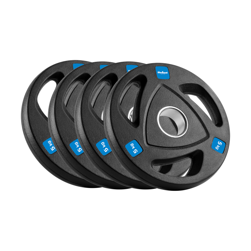 Obciążenie żeliwne olimpijskie gumowane zestaw 4x5kg, otwór 51mm , REBEL ACTIVE