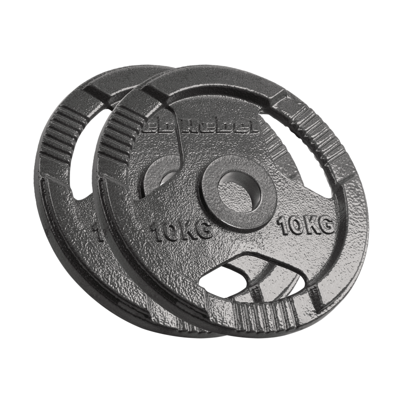 Obciążenie żeliwne olimpijskie zestaw 2x10kg, otwór 51mm, talerz z uchwytami, REBEL ACTIVE