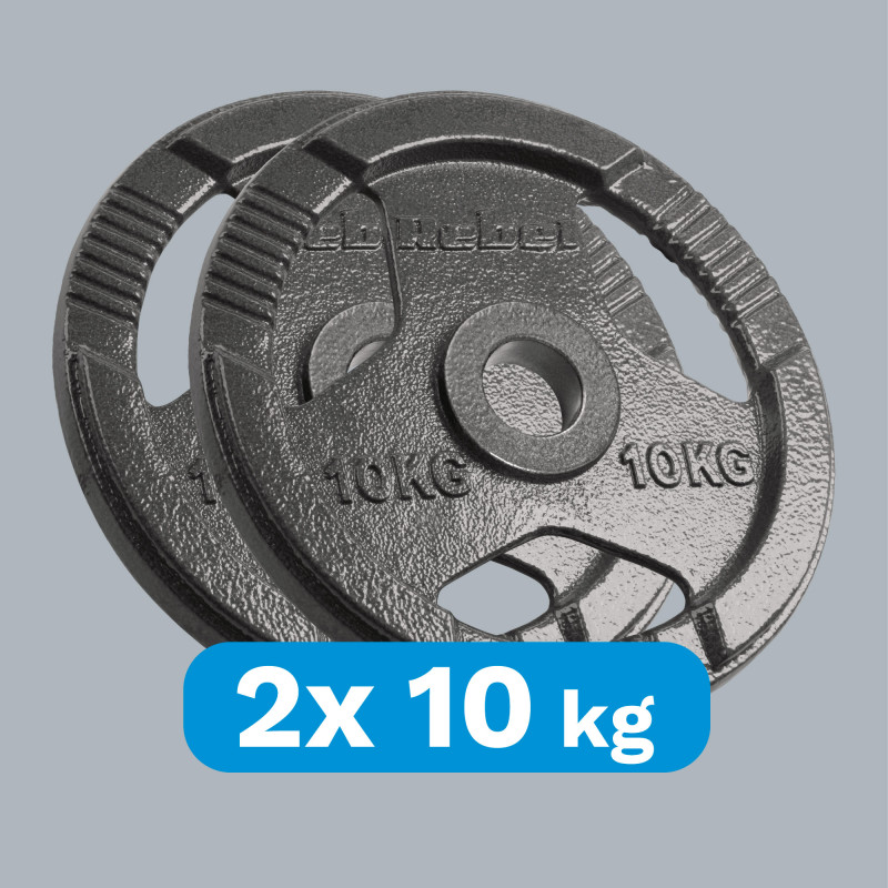Obciążenie żeliwne olimpijskie zestaw 2x10kg, otwór 51mm, talerz z uchwytami, REBEL ACTIVE