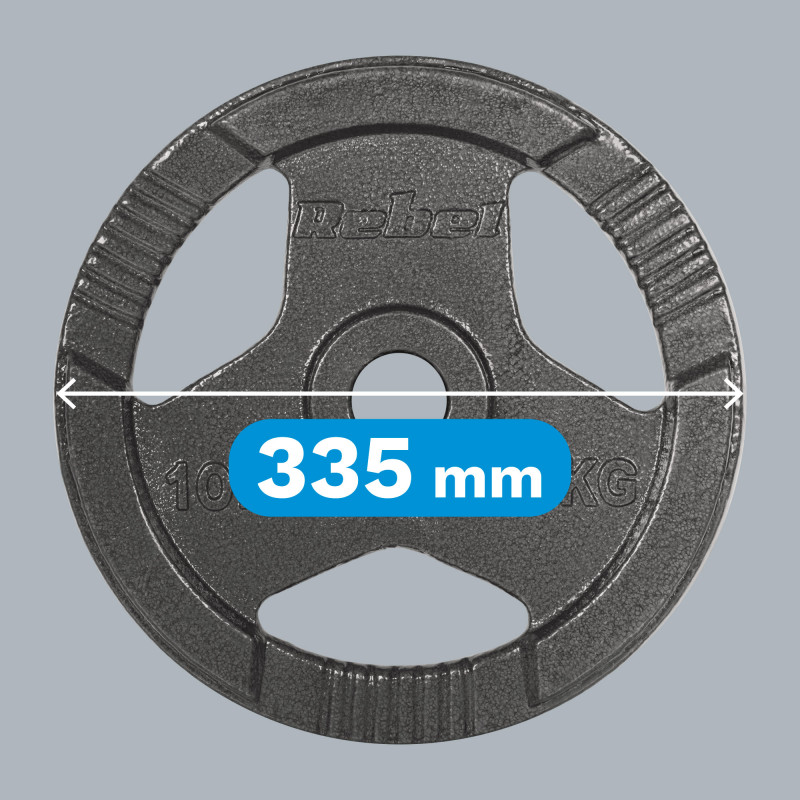 Obciążenie żeliwne olimpijskie zestaw 2x10kg, otwór 51mm, talerz z uchwytami, REBEL ACTIVE
