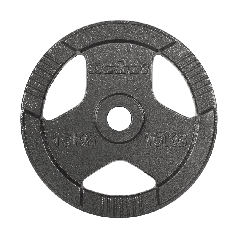 Obciążenie żeliwne olimpijskie zestaw 2x15kg, otwór 51mm, talerz z uchwytami, REBEL ACTIVE