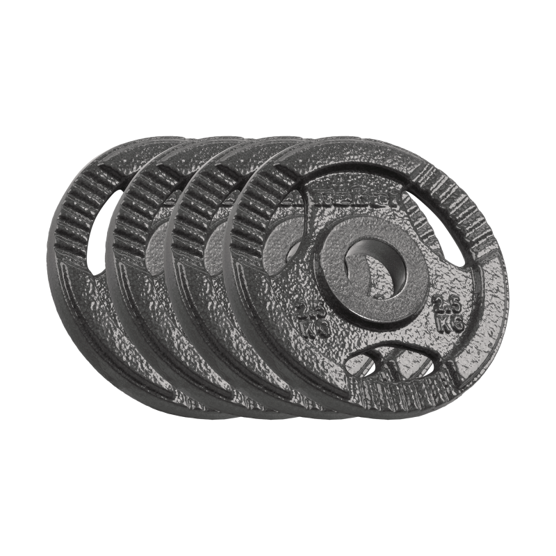 Obciążenie żeliwne olimpijskie zestaw 4x2.5kg, otwór 51mm, talerz z uchwytami, REBEL ACTIVE