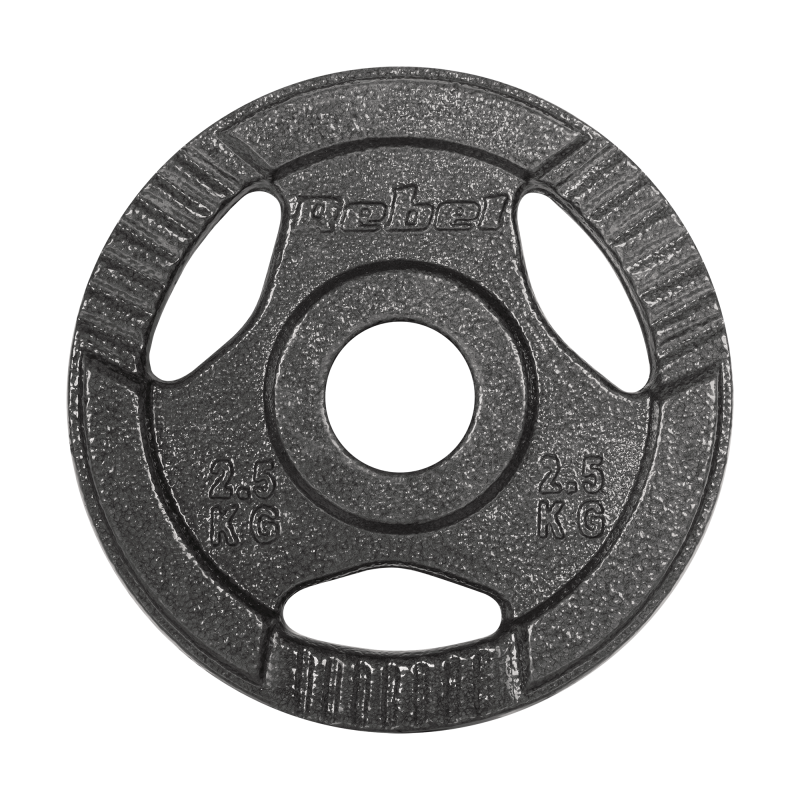 Obciążenie żeliwne olimpijskie zestaw 4x2.5kg, otwór 51mm, talerz z uchwytami, REBEL ACTIVE