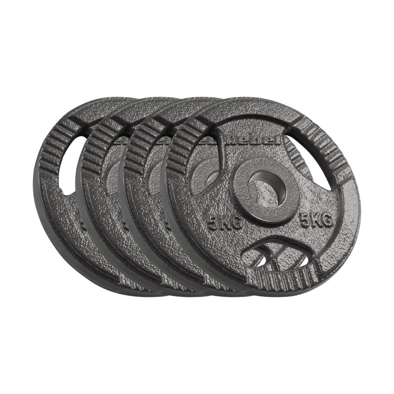 Obciążenie żeliwne olimpijskie zestaw 4x5kg, otwór 51mm, talerz z uchwytami, REBEL ACTIVE
