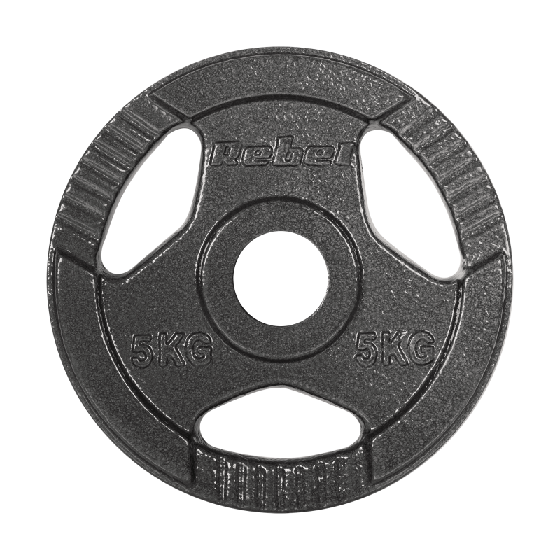 Obciążenie żeliwne olimpijskie zestaw 4x5kg, otwór 51mm, talerz z uchwytami, REBEL ACTIVE