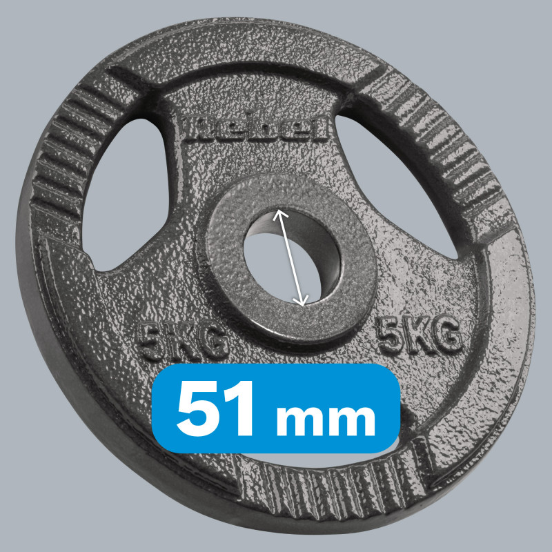 Obciążenie żeliwne olimpijskie zestaw 4x5kg, otwór 51mm, talerz z uchwytami, REBEL ACTIVE