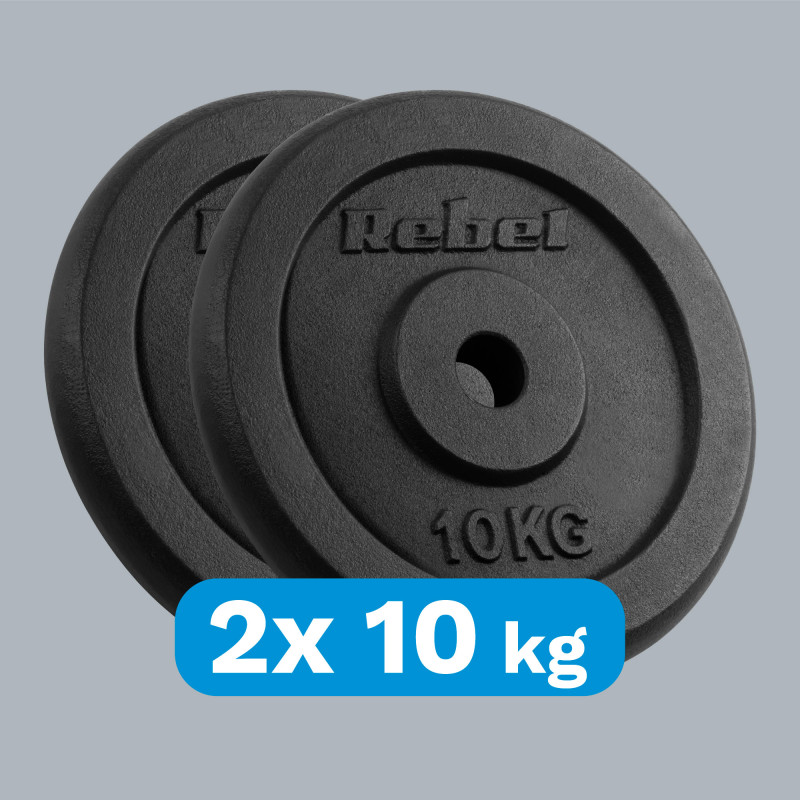 Obciążenie żeliwne zestaw 2x10kg, otwór 31mm, talerz klasyczny, REBEL ACTIVE