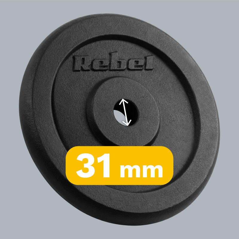 Obciążenie żeliwne zestaw 2x10kg, otwór 31mm, talerz klasyczny, REBEL ACTIVE